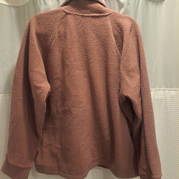 Torrid Mauve (Rose Taupe) Sherpa Lounge Funnel-Neck Zip Up Size 3 - Picture 7 of 8